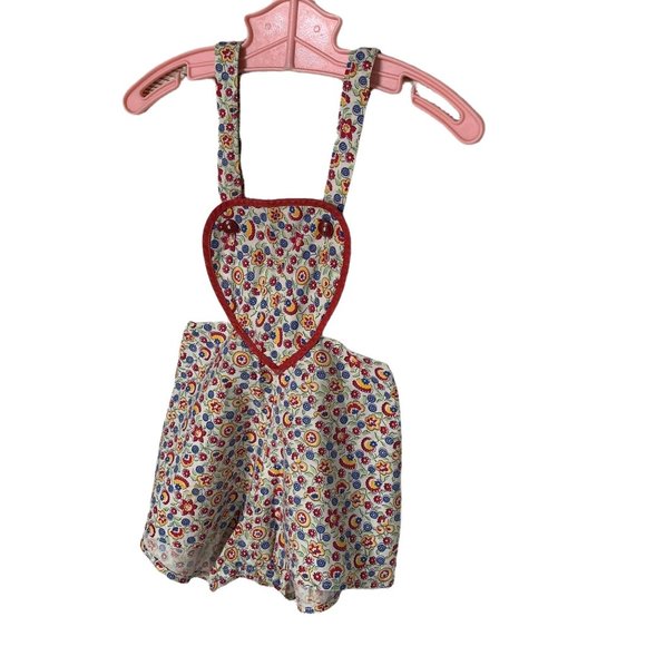 Vintage Floral Print Heart Bib Romper 12-18 Months - Picture 3 of 9